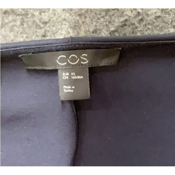 COS Black Viscose Blend Stretch V-neck Long Sleeve Casual Dress Size XS - Picture 3 of 6